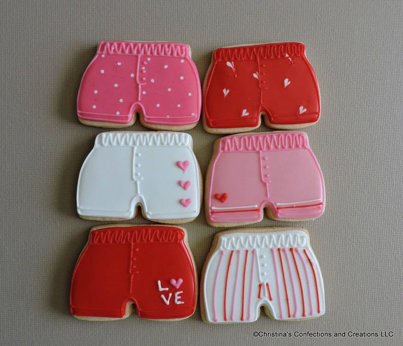 Mens Valentine themed boxer shorts hand decorated sugar cookes Etsy