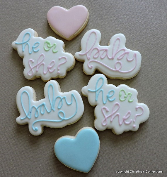 Gender Reveal Decorated Sugar Cookie Set With He Or She Etsy Gender Reveal Decorated Sugar Cookie Set With He Or She Etsy