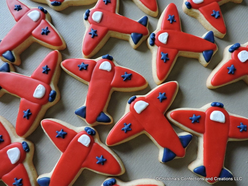 Airplane decorated sugar cookies 2615 | Etsy
