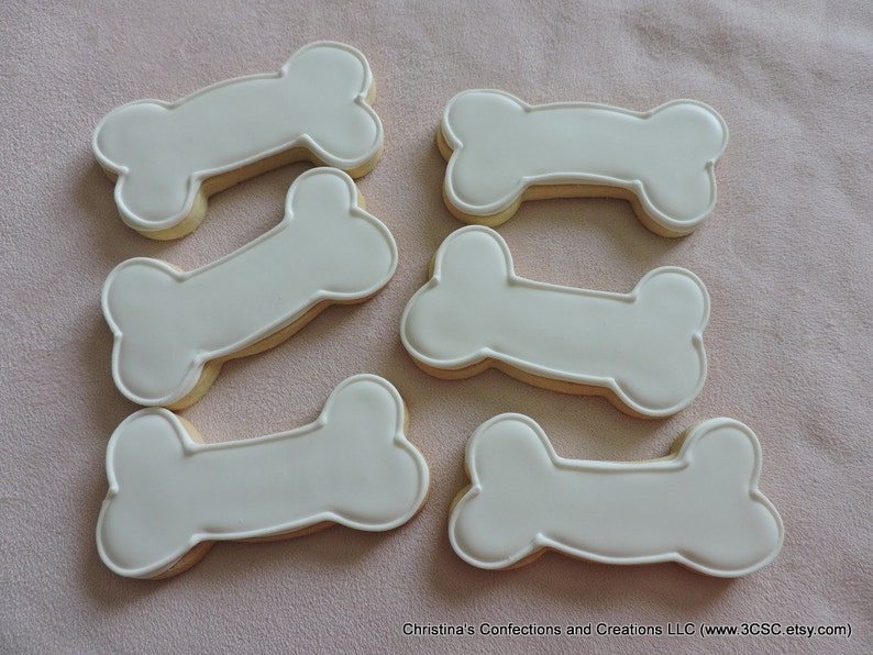 Dog Bone Shaped Hand Decorated Sugar Cookies 2371 Etsy