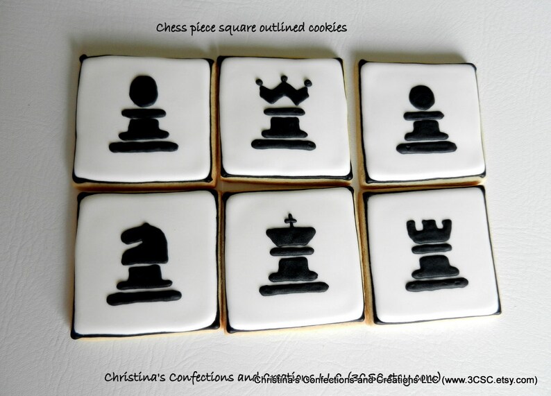 Chess Piece Hand Decorated Sugar Cookies 2369 Etsy