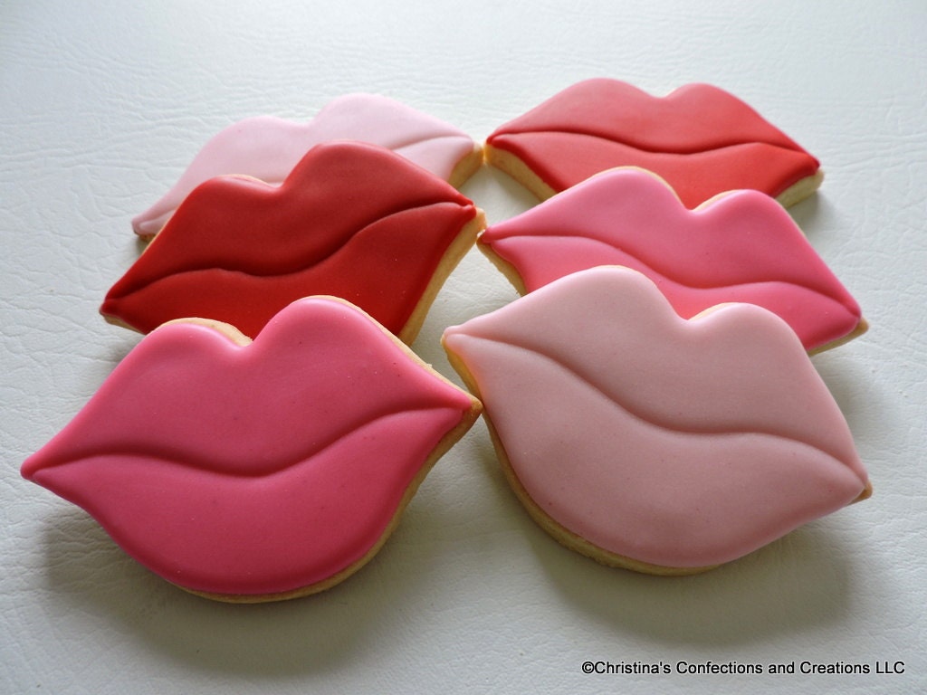 Lips Hand Decorated Sugar Cookies for Valentine's Day or Etsy