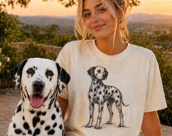 Dalmatian Line Art Shirt, Minimalist Scribble Spotted Dog Sketch Tee, Abstract Dalmatian T-Shirt, Dalmatian Mom Gift, Artsy Dog Tee