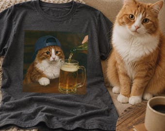 Personalisiertes Haustier Foto Shirt, personalisiertes Hund Katze trinkt Bier T-Shirt, Lustiges Haustier Besitzer Geschenk, Individuelles Haustier Liebhaber T-Shirt