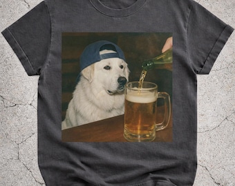 Pyrenäen, die Bier trinken Shirt, lustiges Hundememe-T-Stück, Bier-Liebhaber-Geschenk, große Pyrenäen-Besitzer Vintage T-Shirt, dumme Neuheit Shirt