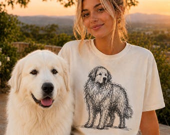 Great Pyrenees Line Art Shirt, Minimalist Scribble Pyrenees Sketch Tee, Abstract White Dog T-Shirt, Great Pyrenees Mom Gift