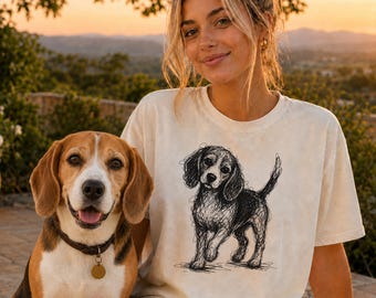 Beagle Line Art Shirt, Minimalist Scribble Dog Sketch Tee, Abstract Beagle T-Shirt, Beagle Mom Gift, Artsy Dog Lover Tee