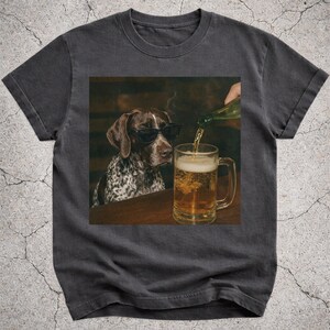 German Shorthaired Pointer Drinking Beer Shirt, Funny Dog Meme T-Shirt, Beer Lover Gift,  Dog Owner Vintage Tee, Silly Novelty Shirt