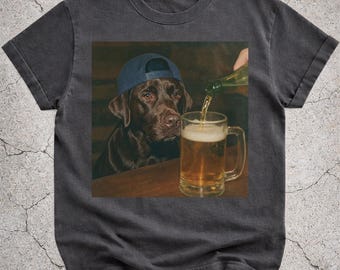 Camiseta com estampa de Labrador Chocolate Bebendo Cerveja, Camiseta Divertida com Meme de Labrador, Presente Vintage para Amantes de Cerveja, Camiseta Retrô com Estampa de Labrador
