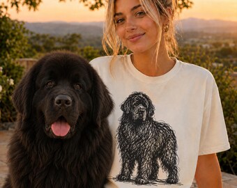Newfoundland Dog Line Art Shirt, Minimalist Scribble Newfie Sketch Tee, Abstract Big Dog T-Shirt, Newfoundland Mom Gift, Artsy Dog Tee
