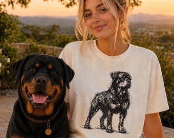 Rottweiler Line Art Shirt, Minimalist Scribble Rottie Sketch Tee, Abstract Dog T-Shirt, Rottweiler Mom Gift, Artsy Dog Tee