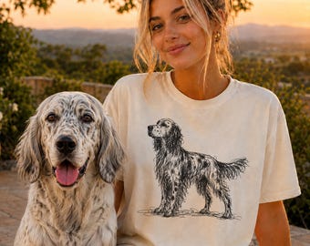 English Setter Line Art Shirt, Minimalist Scribble Setter Dog Sketch Tee, Abstract Dog T-Shirt, English Setter Mom Gift, Artsy Dog Tee