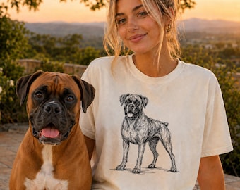 Boxer Dog Line Art Shirt, Minimalist Scribble Boxer Sketch Tee, Abstract Dog T-Shirt, Boxer Mom Gift, Artsy Boxer Lover Tee