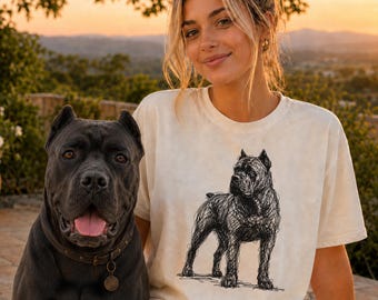 Cane Corso Line Art Shirt, minimalistisches Gekritzel italienischer Mastiff Skizzen-T-Shirt, abstraktes Hunde-T-Shirt, Cane Corso-Muttergeschenk, künstlerisches Hunde-T-Shirt