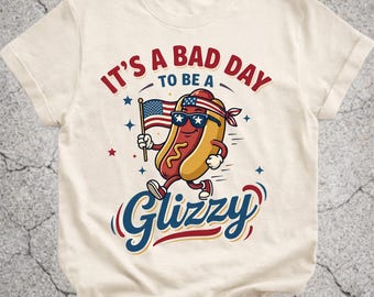 Es ist ein schlechter Tag, um ein glitzerndes Shirt zu sein, lustiges Hot Dog Meme T-Shirt, 4. Juli Grill Shirt, Sommer Kochen Geschenk, Vintage Food Grafik T-Shirt
