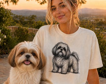 Shih Tzu Line Art Shirt, Minimalist Scribble Shih Tzu Sketch Tee, Abstract Dog T-Shirt, Shih Tzu Mom Gift, Artsy Dog Tee