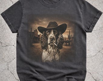 Englisch Springer Spaniel Cowboy Shirt, Western Hund T-Shirt, Lustiges Geschenk für Hund Mama Papa, Vintage Cowboy Hund Tee