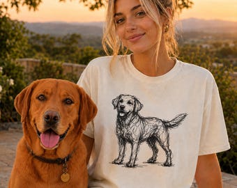 Labrador Retriever Line Art Shirt, Minimalist Scribble Lab Sketch Tee, Abstract Dog T-Shirt, Lab Mom Gift, Artsy Dog Tee
