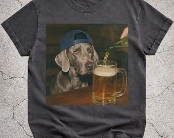Weimaraner Biertrinker Shirt, lustiges Hund Meme T-Shirt, Vintage Weim Hundeliebhaber Geschenk, Retro Bierhund T-Shirt für Männer Frauen