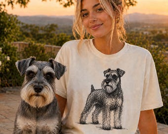 Abstraktes Hunde T-Shirt, Zwergschnauzer Linie Art Shirt, minimalistisches Gekritzel Schnauzer Skizzen-T-Shirt, Schnauzer-Mama-Geschenk, künstlerisches Hunde-T-Shirt