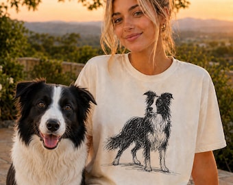 Border Collie Line Art Shirt, Minimalist Scribble Border Collie Sketch Tee, Abstract Dog T-Shirt, Border Collie Mom Gift, Artsy Dog Tee