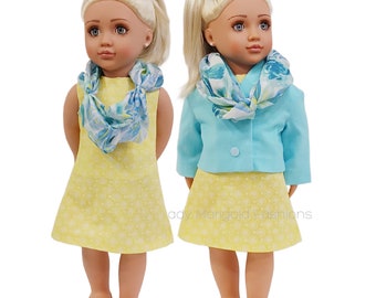 American Girl Doll Clothes - Spring Jacket, Dress & Scarf