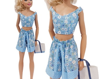28 Inch Barbie Doll Fashion Summer Shorts, Top and Beachbag