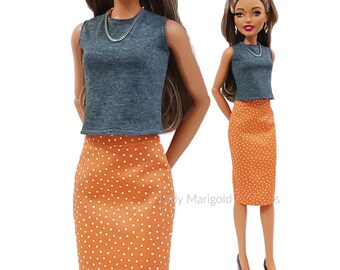 28 Inch Best Fashion Friend Barbie Doll Clothes Top, Skirt & Necklace