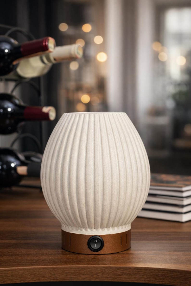 Cordless Sculptural Table Lamp – Rechargeable LED Ambient Light, Modern Stone Look Lamp | OPHIA