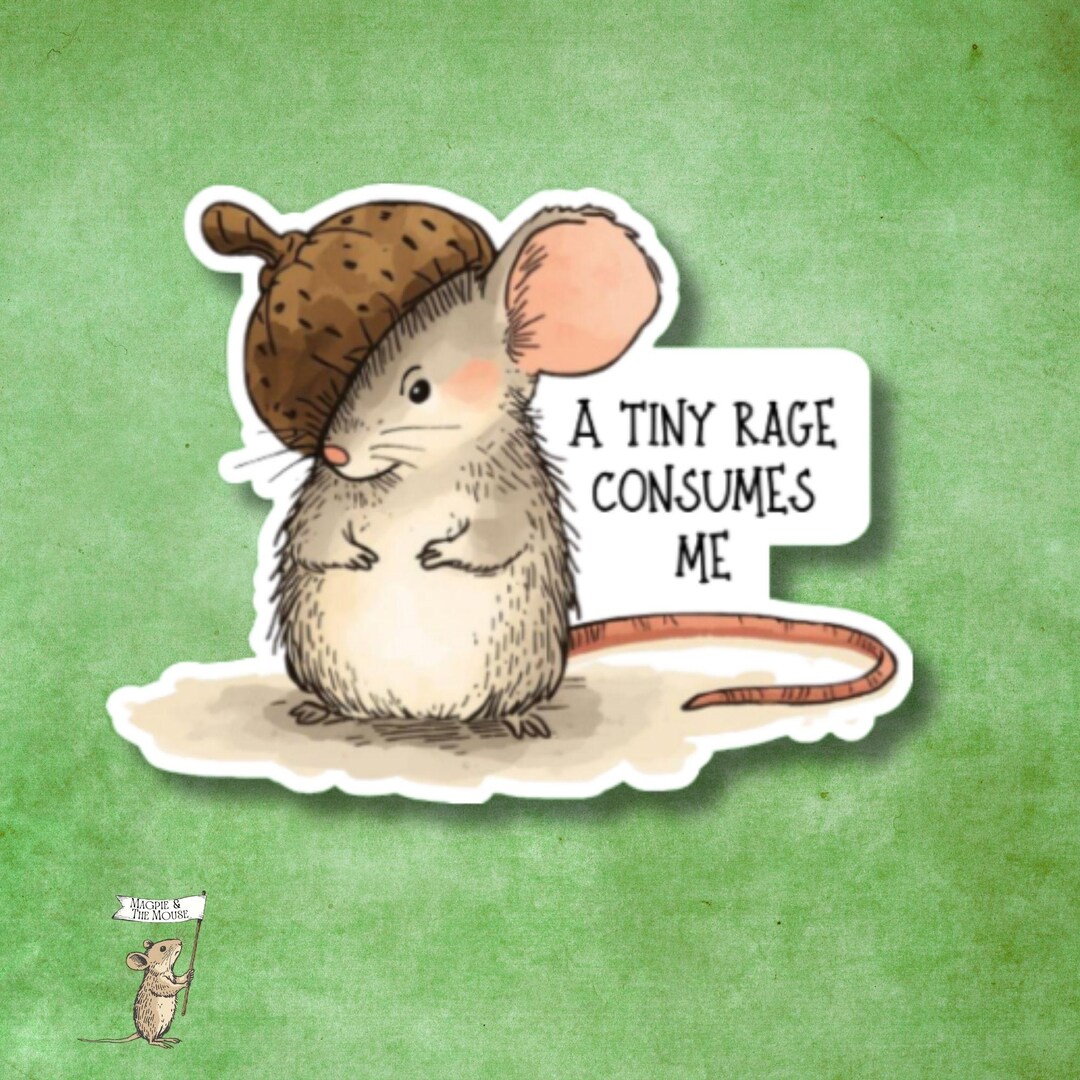 Cottage Core Computer Mouse Cottagecore Mouse Sticker | Tiny Rage Acorn Hat Vinyl Decal | Woodland ...