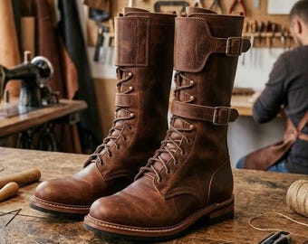 Stivali da uomo in pelle pregiata fatti a mano / Calzature artigianali marroni di alta qualità, stile robusto e senza tempo / Stivali da uomo di slow fashion, costruiti per durare