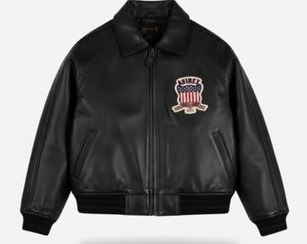 Handmade Men's Black Leather Flight Jacket - Genuine Cowhide Aviator Bomber -Custom Crafted USA Edition