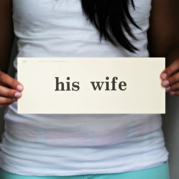 Vintage Flash Card "His Wife"