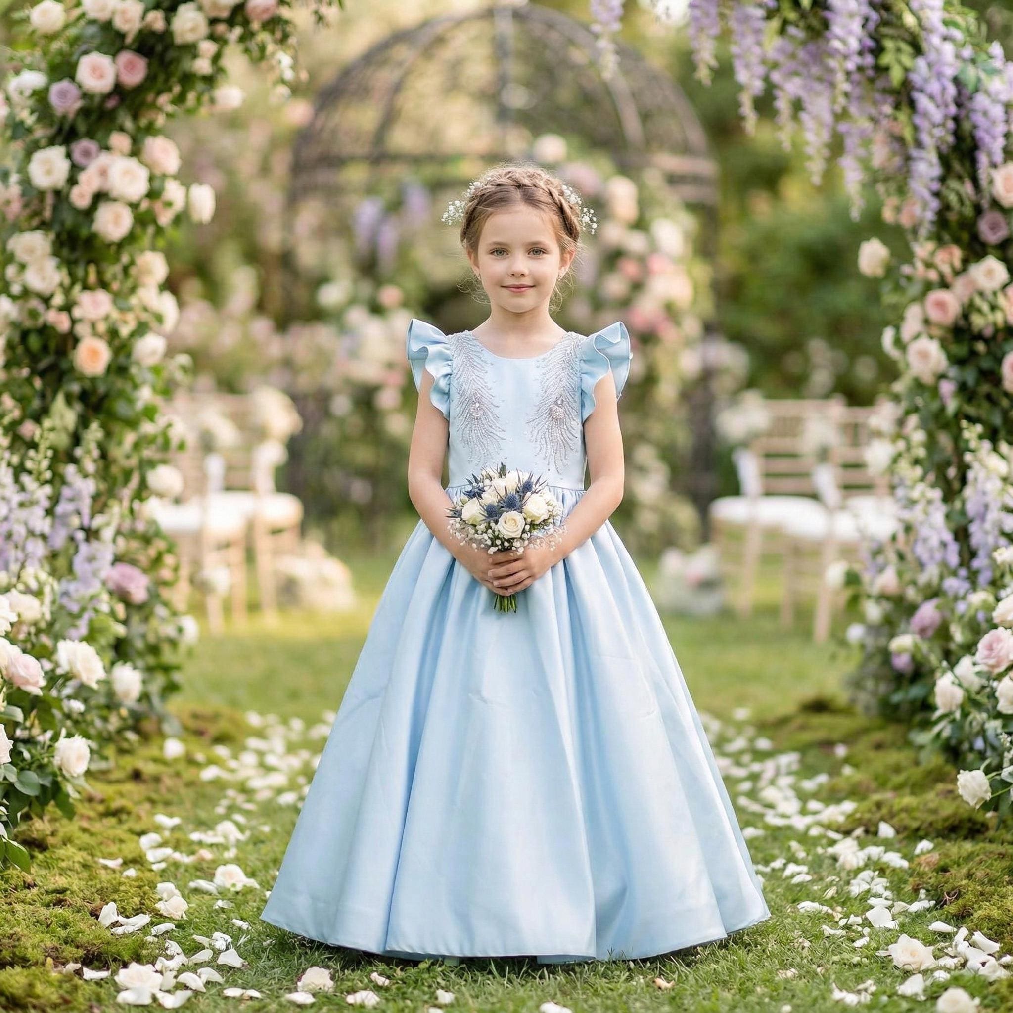 bridesmaid dresses for teenagers Wedtrend Women Dusty Sage Chiffon Round Neck Junior Bridesmaid Dress With  Cascading Ruffles Wedding Guest Dress – WEDTREND main image 0