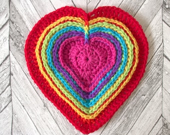 Rainbow Heart Crochet Pattern - PDF digital download