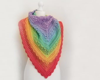 Rainbow Crochet Shawl Pattern – Brighter Later Shell Stitch (PDF Pattern)