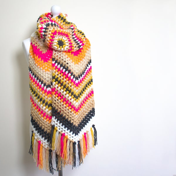 Crochet Scarf Pattern - Indie Scarf - Crochet Scarf Pattern - PDF