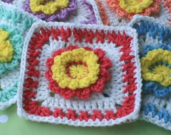 Crochet Square Pattern - Pretty Flower Square - PDF Instant Download