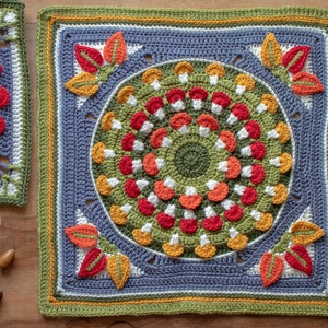 Crochet Pattern - Autumn Square - 18&quot; Crochet Block PDF Instant Download