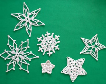 Crochet Christmas Pattern - Snowflakes and Stars - PDF digital download