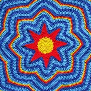 Crochet Blanket Pattern Starburst Blanket Ripple Throw PDF Crochet Afghan Pattern image 2