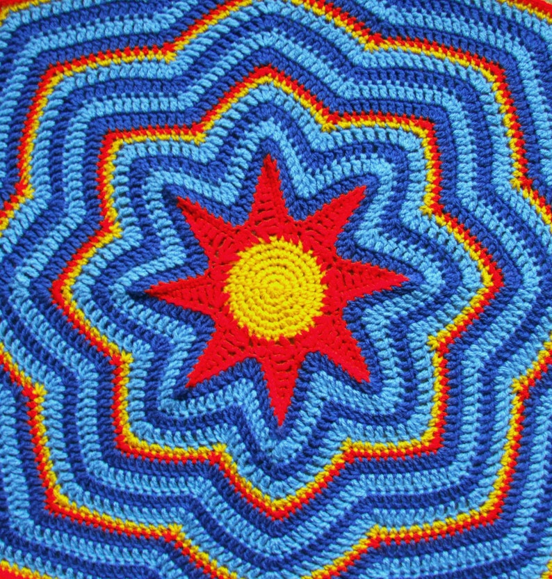 Crochet Blanket Pattern Starburst Blanket Ripple Throw PDF Crochet Afghan Pattern image 2
