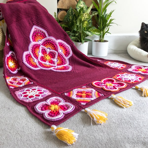 Crochet Blanket Pattern - Moroccan Tiles Rug - Crochet Blanket Pattern PDF