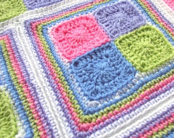Crochet Blanket Pattern - Bonny Baby Blocks Blanket - PDF Baby Blanket Crochet Pattern