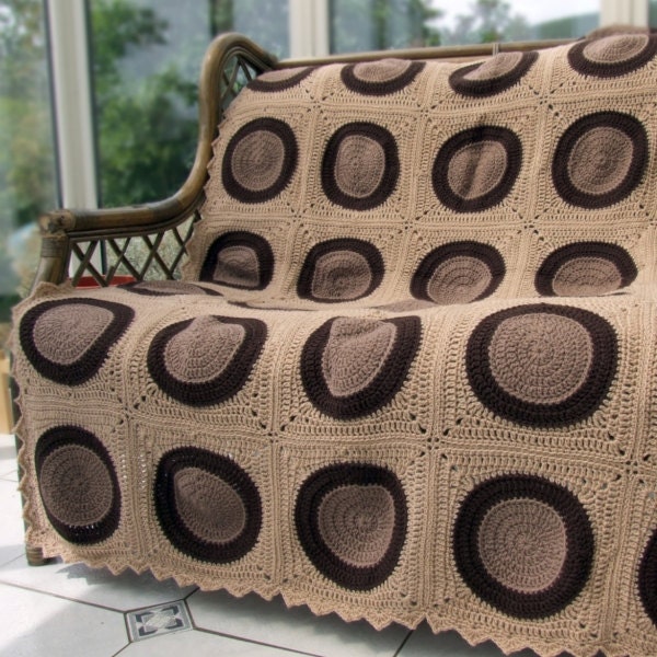 40 Beautiful Circle Crochet Patterns To Make For Your Home 17 Brown Circles Crochet Afghan