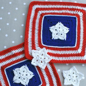 Crochet Square Pattern - American Star Afghan Block - Crochet Afghan Block Pattern PDF