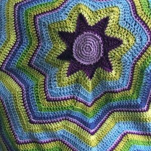 Crochet Blanket Pattern Starburst Blanket Ripple Throw PDF Crochet Afghan Pattern image 4