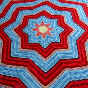 Crochet Blanket Pattern Starburst Blanket Ripple Throw PDF Crochet Afghan Pattern image 3