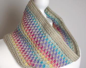 Cowl Knitting Pattern - Rainbow Slip Cowl - PDF Knitting pattern