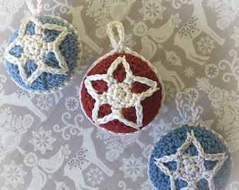 Christmas Crochet Pattern - Christmas Star Bauble Decoration - Crochet Decoration Pattern - PDF Instant Download